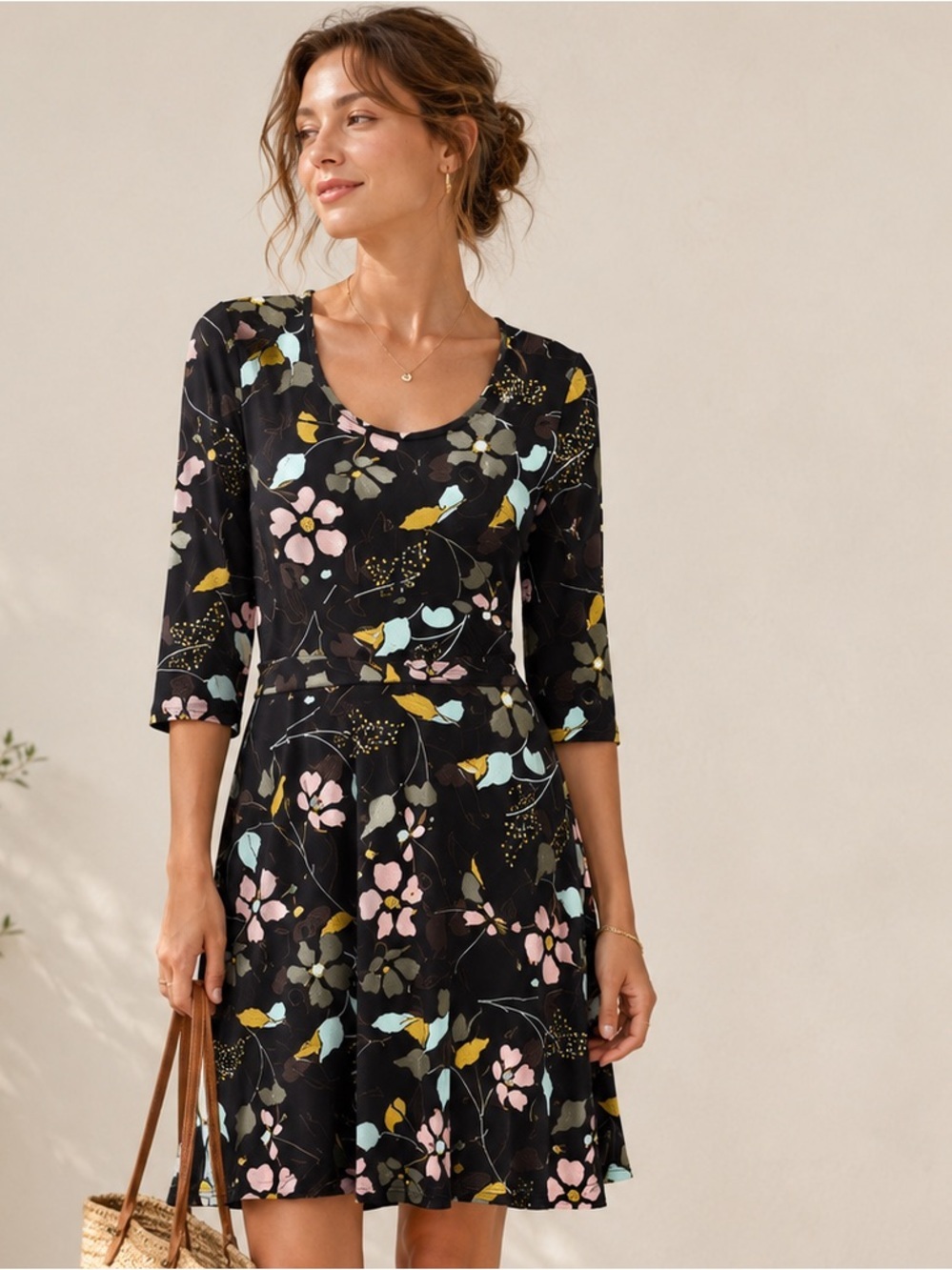 Title Nine Sz Md Dream Dress 3/4 Sleeve Active Stretch